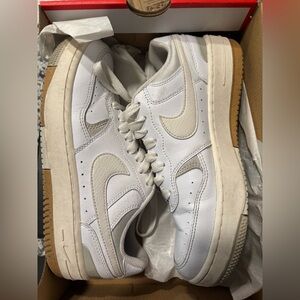 White and tan Nike air forces
